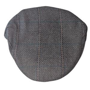Vintage Mens Totes Wool Blend Flat Cabbie Newsboy Cap Hat Gray Brown Plaid Sz L